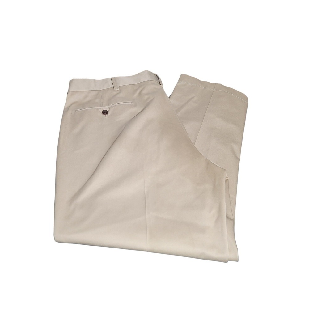 LL Bean Pants Men's Size 42 Dress Chino Beige Flat Front B6